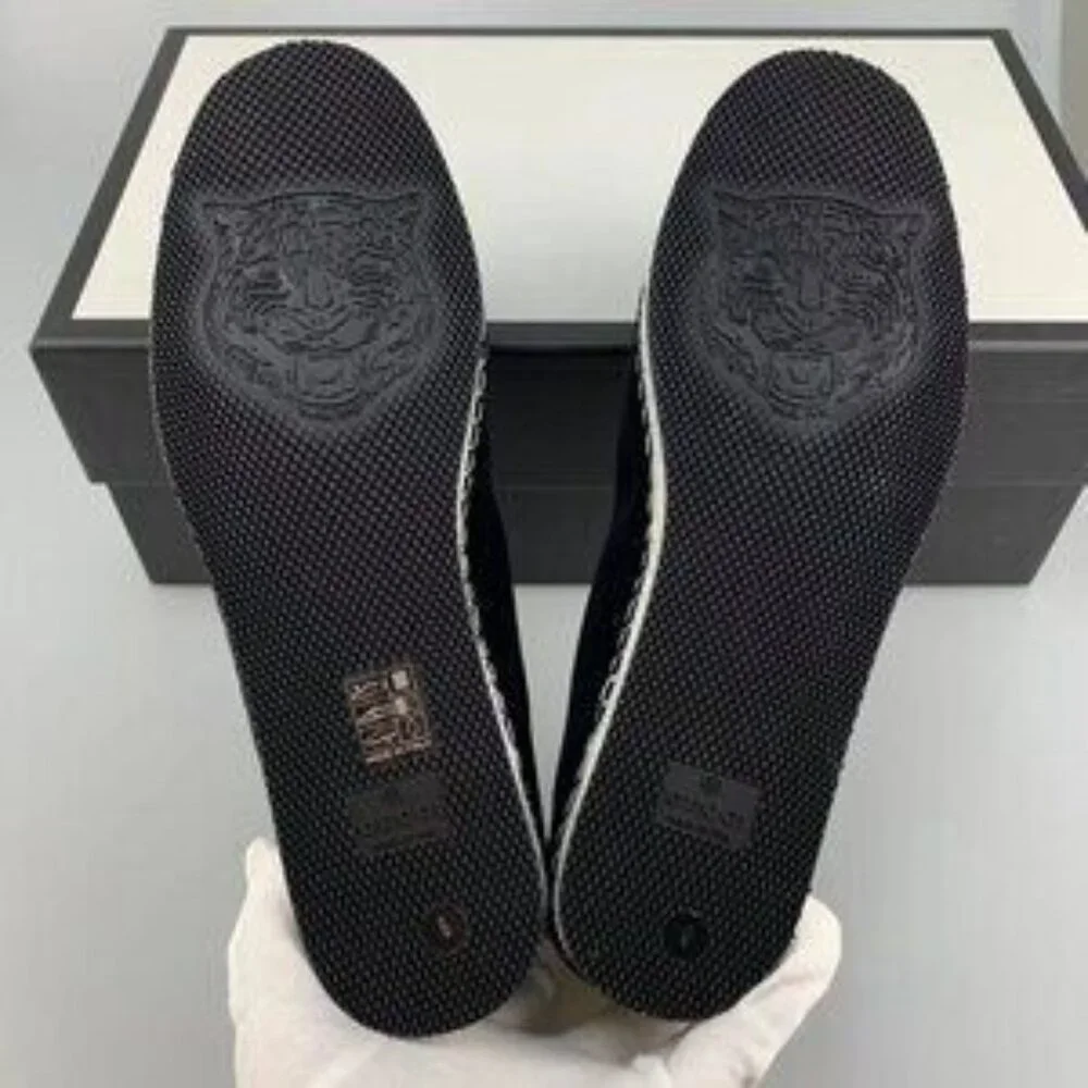 NIB Authentic Gucci Velvet Embellished Loafer In Black